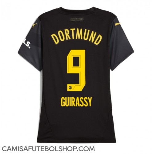 Camisa de time de futebol Borussia Dortmund Serhou Guirassy #9 Replicas 2º Equipamento Feminina 2024-25 Manga Curta